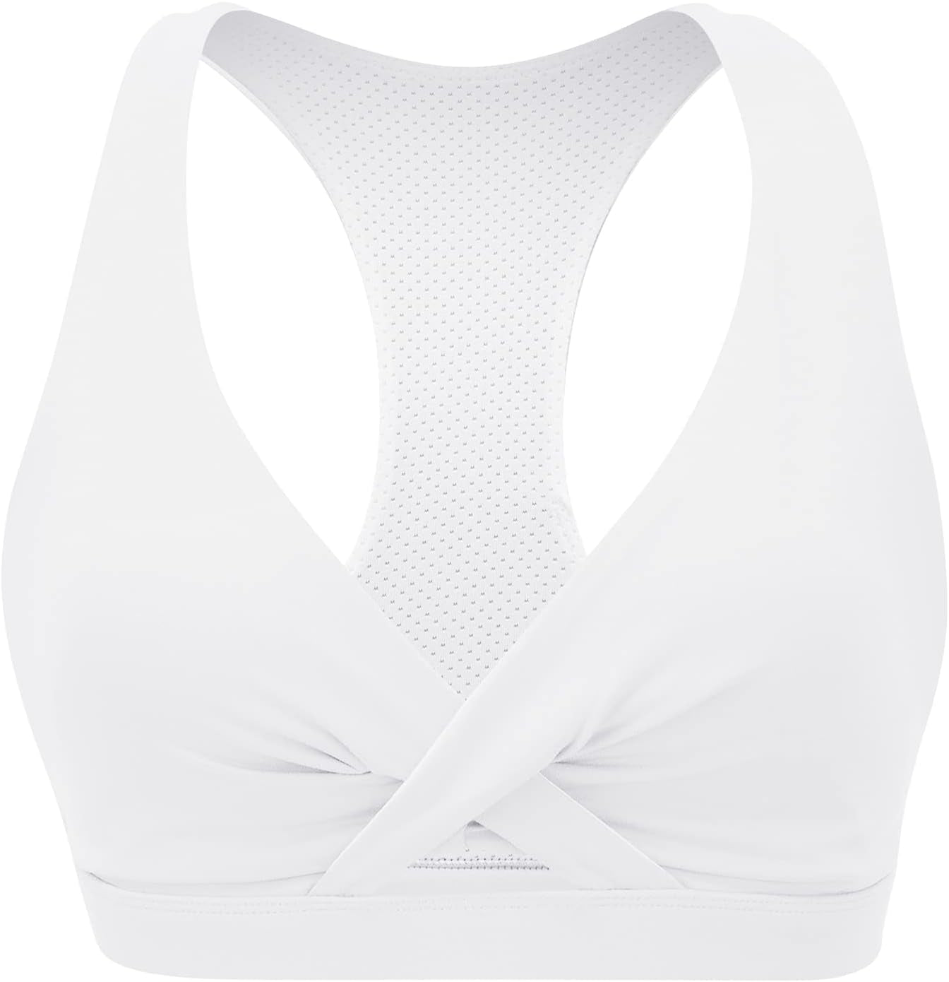 Women'S Ruched Sports Bra - Womens Strappy Sports Bra Mesh Open Back Sports Bra for Workout Yoga Gym (Medium, White)